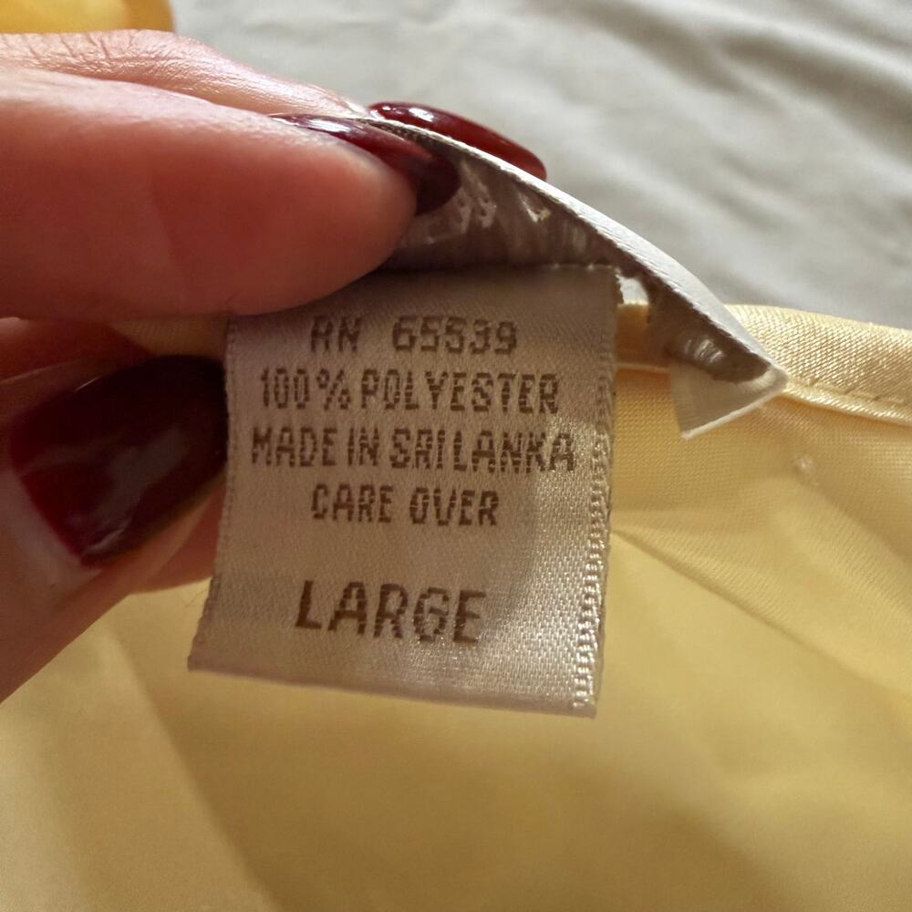 Jones New York Satin Sleep Shirt Nightgown Size Large Cream Yellow Cap Sleeve - Picture 5 of 11